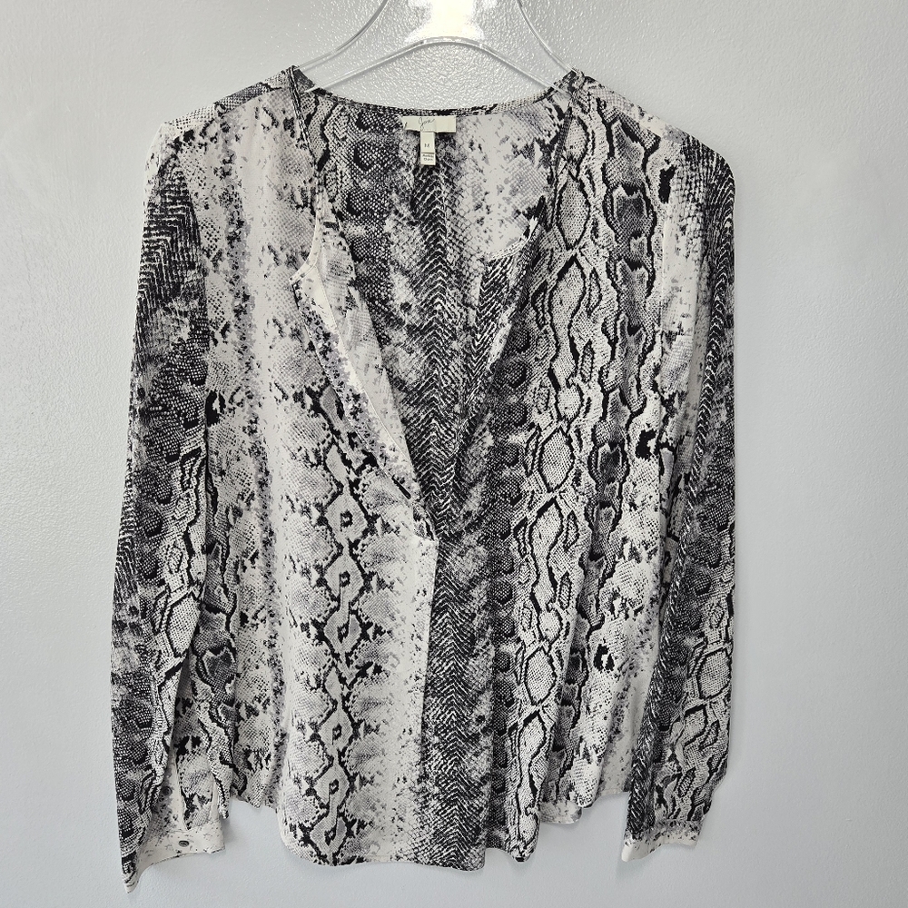 Joie | 100% Silk Snakeskin Print Blouse “Romona” in Caviar, sM